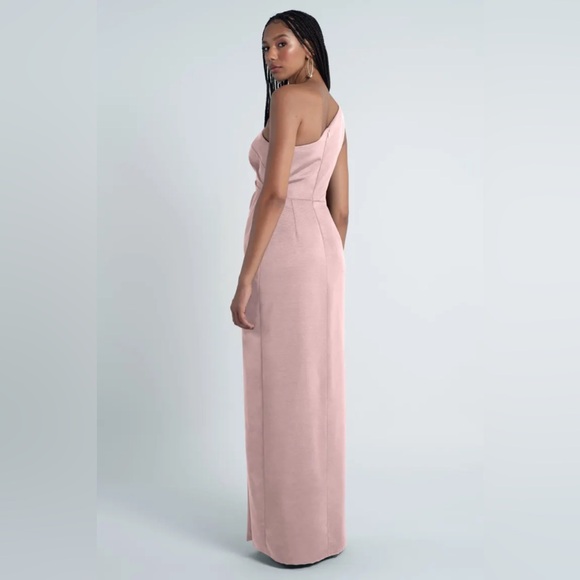 NEW - JENNY YOO - CAROLINA ONE SHOULDER DRESS - POWDER PINK - SIZE 14 - Picture 2 of 3